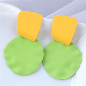 U.S. and European High Fashion Geometric Combo Design Bold Fashion Women Statement Earrings - Green