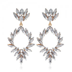 Creative Leaves Pattern Hollow Women Wholesale Drop Earrings - White