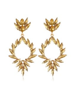 Creative Leaves Pattern Hollow Women Wholesale Drop Earrings - Yellow