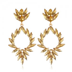 Creative Leaves Pattern Hollow Women Wholesale Drop Earrings - Yellow