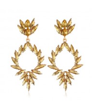 Creative Leaves Pattern Hollow Women Wholesale Drop Earrings - Yellow