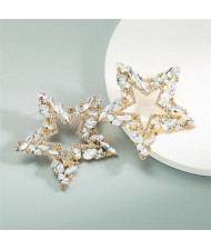 Super Shining Hollow Star Design U.S. High Fashion Women Statement Stud Earrings - White