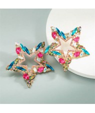 Super Shining Hollow Star Design U.S. High Fashion Women Statement Stud Earrings - Multicolor