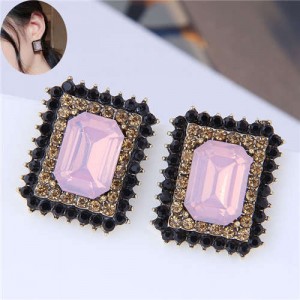 Vintage Baroque Fashion Square Shape Women Costume Stud Wholesale Earrings