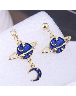Platnet Design Star and Moon Asymmetric Design U.S. High Fashion Drop Wholesale Earrings