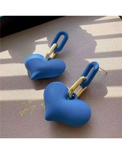 Candy Color Resin Sweet Heart Western Fashion Women Wholesale Stud Earrings - Blue