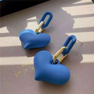 Candy Color Resin Sweet Heart Western Fashion Women Wholesale Stud Earrings - Blue