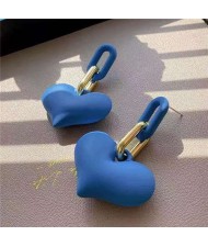 Candy Color Resin Sweet Heart Western Fashion Women Wholesale Stud Earrings - Blue