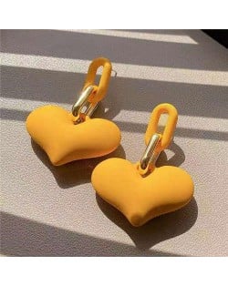 Candy Color Resin Sweet Heart Western Fashion Women Wholesale Stud Earrings - Yellow