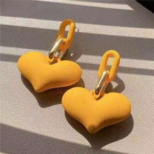 Candy Color Resin Sweet Heart Western Fashion Women Wholesale Stud Earrings - Yellow