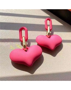 Candy Color Resin Sweet Heart Western Fashion Women Wholesale Stud Earrings - Rose