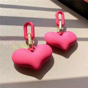 Candy Color Resin Sweet Heart Western Fashion Women Wholesale Stud Earrings - Rose