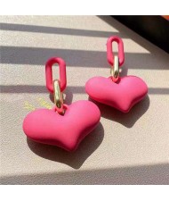 Candy Color Resin Sweet Heart Western Fashion Women Wholesale Stud Earrings - Rose