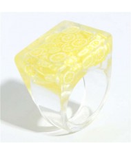 High Fashion Fruit Elements Inlaid Korean Bold Fashion Women Resin Ring - Yellow