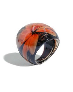 Romantic Flower U.S. High Fashion Design Trendy Glass Women Ring - Orange