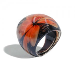 Romantic Flower U.S. High Fashion Design Trendy Glass Women Ring - Orange