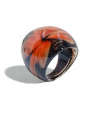 Romantic Flower U.S. High Fashion Design Trendy Glass Women Ring - Orange