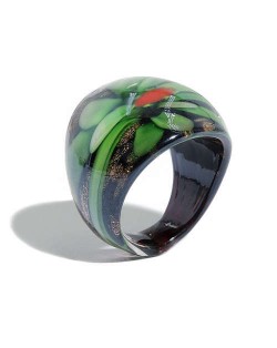 Romantic Flower U.S. High Fashion Design Trendy Glass Women Ring - Green