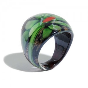Romantic Flower U.S. High Fashion Design Trendy Glass Women Ring - Green