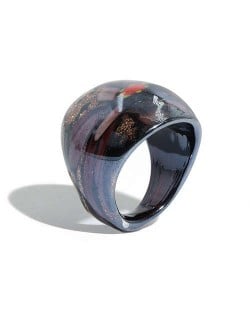 Romantic Flower U.S. High Fashion Design Trendy Glass Women Ring - Black