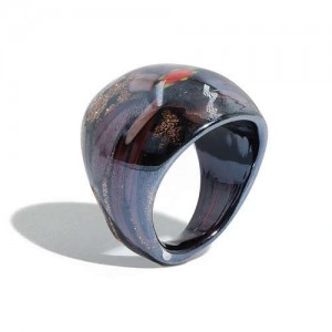 Romantic Flower U.S. High Fashion Design Trendy Glass Women Ring - Black