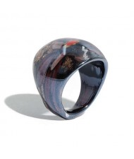 Romantic Flower U.S. High Fashion Design Trendy Glass Women Ring - Black