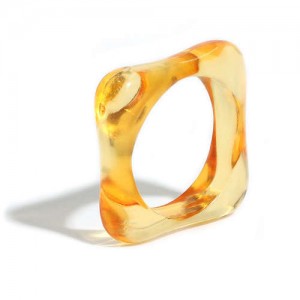 U.S. and European High Fashion Square Design Hip-hop Resin Ring - Orange