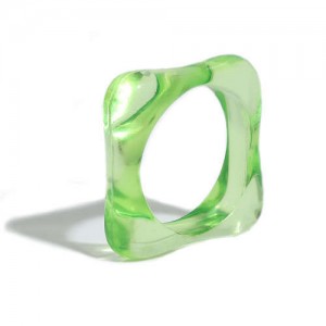 U.S. and European High Fashion Square Design Hip-hop Resin Ring - Green