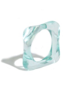 U.S. and European High Fashion Square Design Hip-hop Resin Ring - Teal