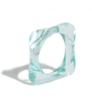 U.S. and European High Fashion Square Design Hip-hop Resin Ring - Teal