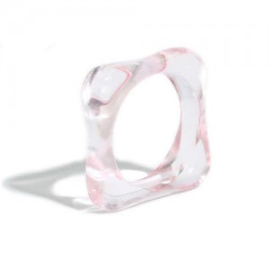 U.S. and European High Fashion Square Design Hip-hop Resin Ring - Pink