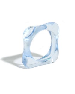 U.S. and European High Fashion Square Design Hip-hop Resin Ring - Blue