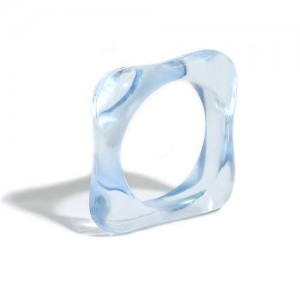 U.S. and European High Fashion Square Design Hip-hop Resin Ring - Blue