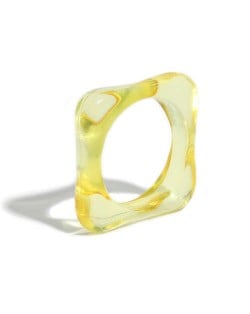 U.S. and European High Fashion Square Design Hip-hop Resin Ring - Yellow