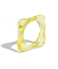 U.S. and European High Fashion Square Design Hip-hop Resin Ring - Yellow