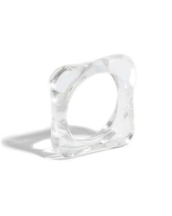 U.S. and European High Fashion Square Design Hip-hop Resin Ring - Transparent