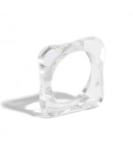 U.S. and European High Fashion Square Design Hip-hop Resin Ring - Transparent