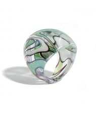 U.S. High Fashion Artistic Design Colord Glaze Style Women Glass Ring - Green
