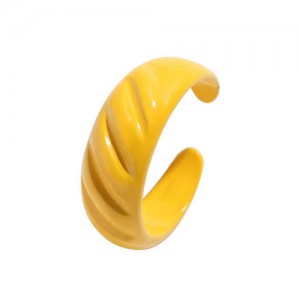 Japanese Fashion Geometric Creative Design Women Resin Ring - Yellow