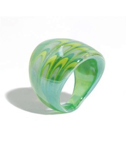 Aesthetic Colorful Design U.S. High Fashion Women Glass Ring - Green