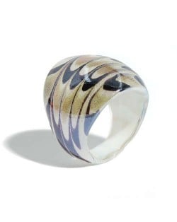 Aesthetic Colorful Design U.S. High Fashion Women Glass Ring - Gray