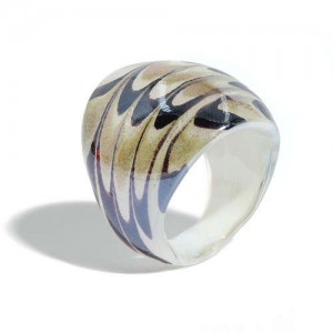 Aesthetic Colorful Design U.S. High Fashion Women Glass Ring - Gray