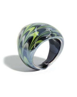 Aesthetic Colorful Design U.S. High Fashion Women Glass Ring - Black