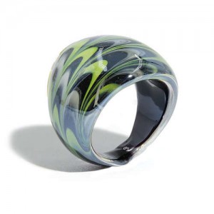 Aesthetic Colorful Design U.S. High Fashion Women Glass Ring - Black