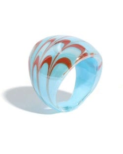 Aesthetic Colorful Design U.S. High Fashion Women Glass Ring - Teal