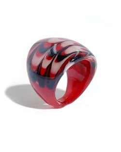 Aesthetic Colorful Design U.S. High Fashion Women Glass Ring - Red