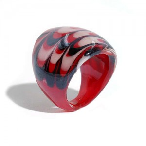 Aesthetic Colorful Design U.S. High Fashion Women Glass Ring - Red
