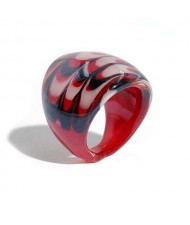 Aesthetic Colorful Design U.S. High Fashion Women Glass Ring - Red
