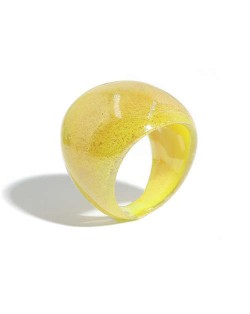 Popular Candy Color Bold Fashion Women Costume Ring - Yellow