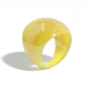 Popular Candy Color Bold Fashion Women Costume Ring - Yellow